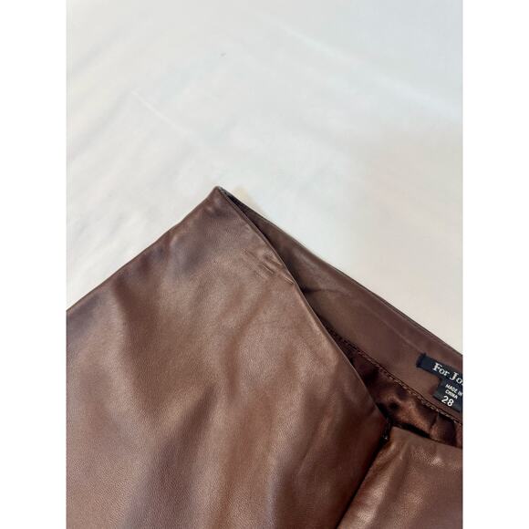 For Joseph Women’s Brown Leather Pants Size 28 High Rise Straight Leg Vtg - Picture 9 of 16